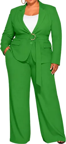 Vista 15 de Conjunto de 2 piezas para mujer, talla grande, para negocios, casual, para Azul marino