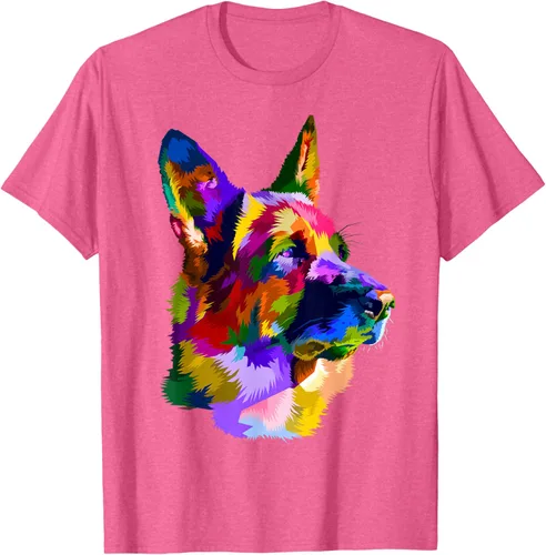 Vista 31 de Camiseta con retrato de pastor alemán para dueños de perros, Negro, S