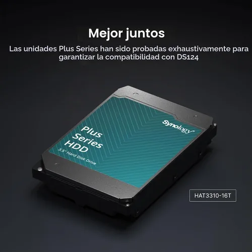 Vista 4 de Synology DiskStation DS124 de 1 bahía (sin disco)