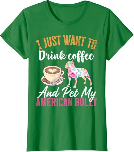 Vista 27 de I Just Want to Drink Coffee and Pet My American Bully Camiseta, Negro, S