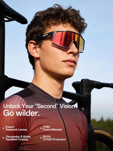Vista 3 de KAPVOE Gafas polarizadas con 1 lente o 4 lentes de protección UV para mujeres y hombres, gafas de sol para ciclismo, marco TR90, para deportes