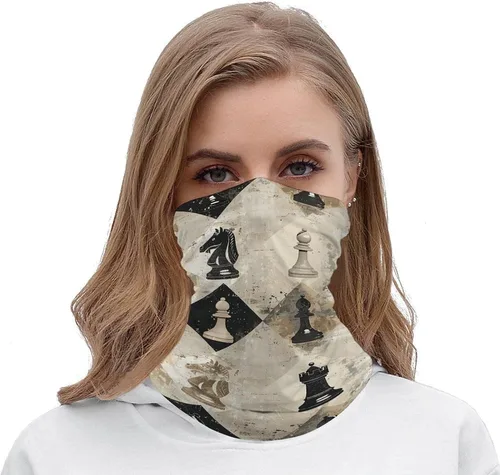 Vista 5 de Pasamontañas para el cuello, transpirable, pieza de ajedrez, bandanas marrones para el sol y al viento, máscara facial, bufanda para la cabeza