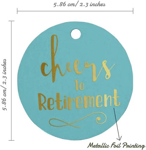 Vista 6 de Etiquetas de papel para colgar con texto en inglés "Cheers to Retirement Wall" (50 unidades)
