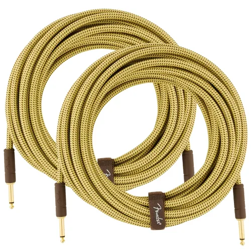 Vista 10 de Fender Cable de instrumentos de lujo de 10 pies, ángulo recto, tweed negro, paquete de 2
