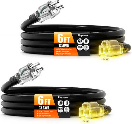 Vista 18 de Cable de extensión para exteriores calibre 12/3, 50 pies, resistente al Negro
