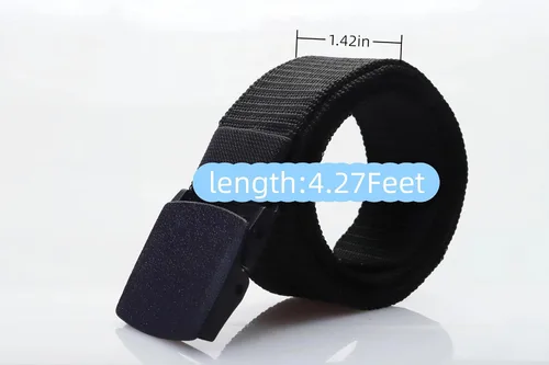 Vista 3 de Cinturón táctico para hombre, correa de nailon con hebilla de plástico de liberación rápida, cinturón de utilidad extra largo de 50 pulgadas