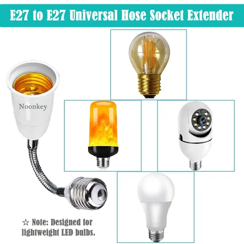 Vista 5 de Noonkey Extensor de enchufe de luz [2 unidades], cuello flexible ajustable de 360 grados, adaptador de extensión de 7.5 in/7.5 pulgadas, compatible