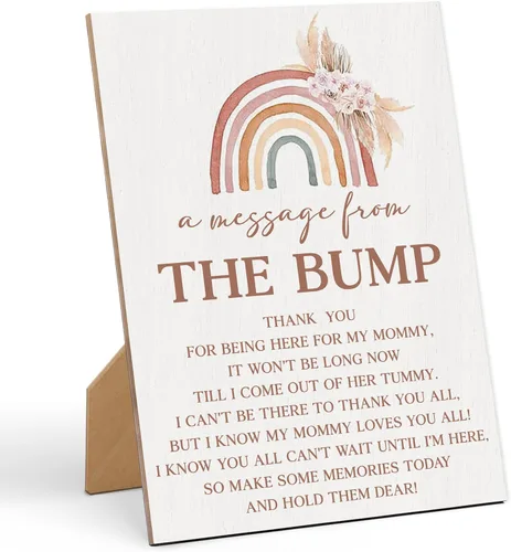 Vista 6 de Letrero decorativo de madera con texto en inglés «Here Comes The Sun», 8 x 11 pulgadas, decoración de mesa neutra de género para decoración de baby