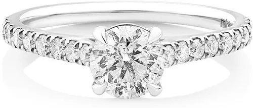 Vista 2 de IGI Certified 2.85 Carat TW White Round Excellent Cut Lab Created Diamond Engagement Ring With Side Natural Diamond In 14k White Yellow Rose Gold