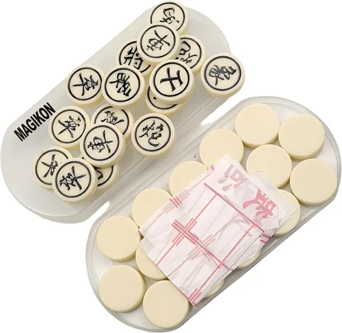 Vista 9 de MAGIKON Ajedrez chino, Xiangqi de plástico duro con caja de plástico, diámetro de 1-1/5 pulgadas