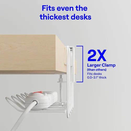 Vista 10 de CarryUp - Bandeja para cables debajo del escritorio para dormitorio, color Crema