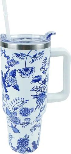 Vista 15 de Vaso de 40 onzas con asa y tapa con pajita a prueba de fugas Regalos inspiradores de cumpleaños del Día de la Madre para mujeres, hombres