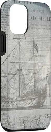 Vista 3 de iPhone 15 Retro Atlas Galeón Mapa del mundo vintage Funda de galeón español