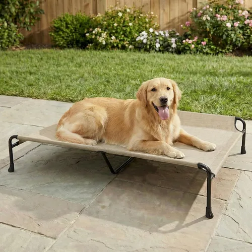 Vista 11 de Veehoo Cama para perros al aire libre, cama elevada para perros grandes, cama elevada para mascotas con reposacabezas, cuna refrescante lavable