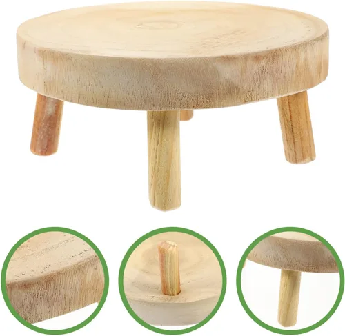 Vista 5 de Kichvoe Taburete elevador de planta de pedestal de madera estable para decoración interior y exterior
