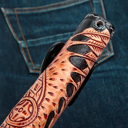 Vista 5 de Billetera de cuero genuino con diseño de calavera india