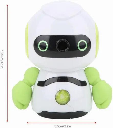 Vista 7 de Sacapuntas manual de diseño de robot con función de alimentación automática, mecanismo de manivela para estudiantes, niños, colores aleatorios