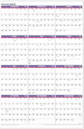 Vista 5 de AT-A-GLANCE Calendario de pared 2027, mensual, 24 x 36 pulgadas, vista de año completo (PM122827)