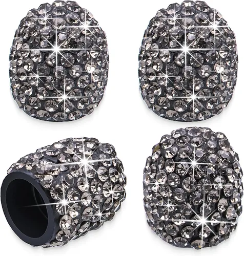 Vista 23 de 4 tapas de válvula de vástago de neumático de diamantes de cristal brillante, a prueba de polvo, tapas universales para válvulas de neumáticos