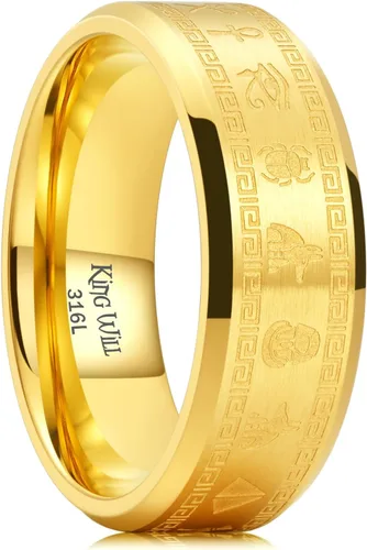Vista 39 de King Will Anillo de carburo de tungsteno para hombre, banda de boda con diseño estriado, 6/7/8mm de ancho, acabado cepillado/pulido, anillos para 6mm