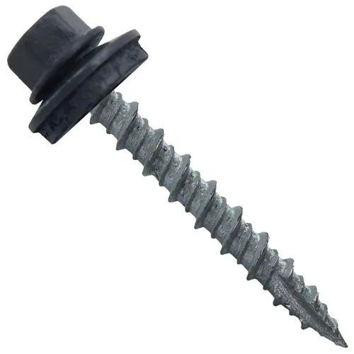 Vista 38 de 10 tornillos para techos de metal gris ABC de 1-1/2 pulgadas, cabezal de arandela hexagonal, arranque automático/roscado, arandela EPDM. 1 bolsa