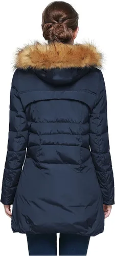Vista 2 de Orolay - Chaqueta de plumón para mujer con capucha de piel sintética