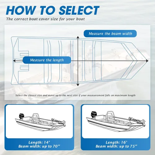 Vista 5 de Solim Funda para Barco Jon de 14 Pies con Cubierta para Motor, 1200D PU Impermeable Cubierta de Amarre de Servicio Pesado, Lona de Poliéster
