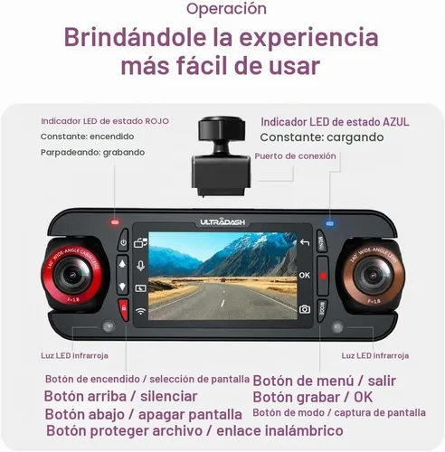 Vista 3 de UltraDash Z3+ Commercial Edition - Cámara de tablero de doble lente para viaje compartido, taxi, camión, ambulancia, policía, conductores