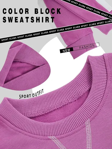 Vista 4 de Valphsio Conjunto deportivo de sudadera casual con bloques de color para niño