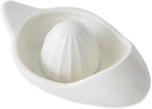 Vista 2 de RSVP Colección internacional de herramientas de cocina de porcelana, exprimidor/manchador de cítricos, color blanco