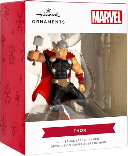Vista 3 de Hallmark Marvel Thor con adorno de Navidad Mjolnir, 2.77 x 3.3 x 1.85 pulgadas