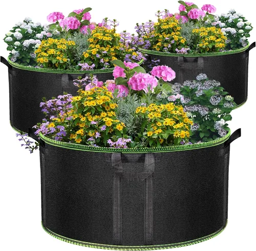 Vista 8 de MEKOLIFE Bolsas de cultivo de 5 galones, paquete de 3 unidades, bolsas de tela no tejida gruesa con asas para plantar verduras, flores, papas