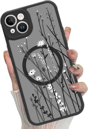 Vista 80 de Funda magnética para iPhone 17 Pro [compatible con MagSafe], bonita funda de moda con estampado de leopardo negro, translúcida, mate, parte trasera