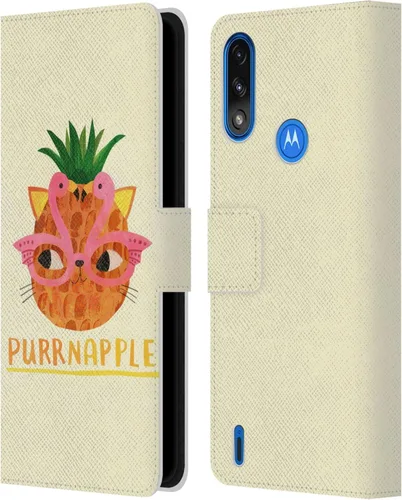 Vista 11 de Head Case Designs Officially Licensed Planet Cat Avocato Puns Leather Book Wallet Case Cover Compatible with Moto E7 Power/Moto E7i Power
