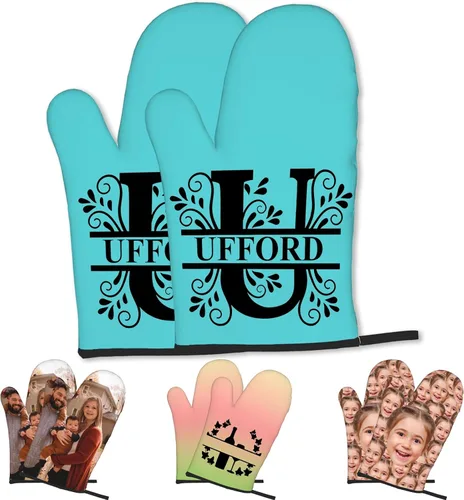 Vista 11 de Manoplas de horno personalizadas con nombre y foto, resistentes al calor y a la intemperie, para amigos y familia, como regalo de cocina, horneado