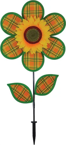 Vista 29 de Molinete con hojas de girasol púrpura "En la Briza" de 19 pulgadas. Incluye estaca para el suelo. Colorida flor para tu patio y jardín, 12", Rojo
