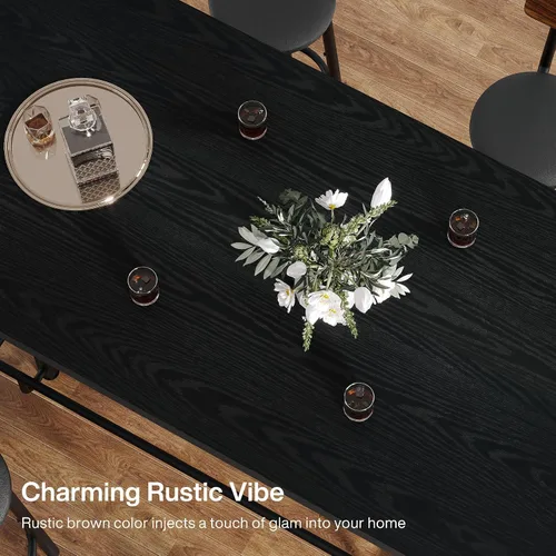 Vista 6 de Tribesigns Mesa de Bar, Mesa de Pub Industrial de Altura de Mostrador con Reposapiés de Metal, Mesa de Comedor de Cocina de Madera Rectangular de 63