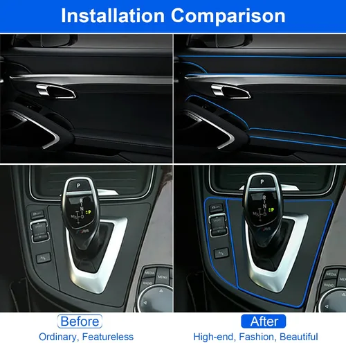 Vista 5 de Tiras decorativas para interior de automóvil, impermeables, ajuste universal y flexibles, tiras para insertar, incluye herramienta de instalación