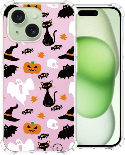 Vista 24 de Funda transparente de Halloween para Google 6a, con patrón de fantasma, funda protectora de TPU suave, delgada, a prueba de golpes, para niños