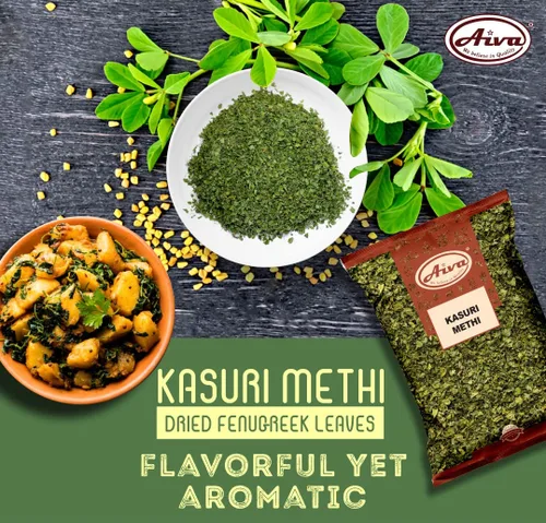 Vista 5 de Hojas de alholva secas de Aiva (Kasuri Methi) (3.5 onzas) - Origen indio, hierba premium para cocinar y condimentar