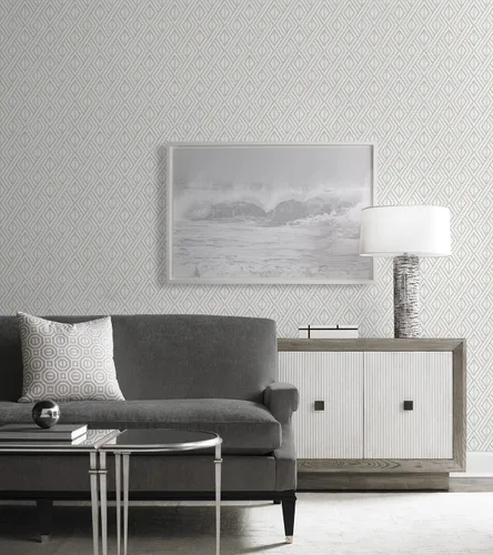Vista 7 de Lillian August NextWall Luxe Haven Boho Grid - Papel tapiz autoadhesivo (Argos gris y amarillo)
