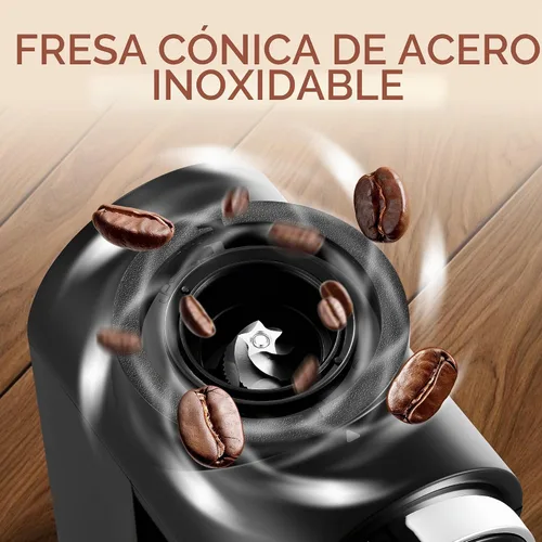 Vista 2 de Ollygrin Molinillo de café eléctrico de rebabas cónicas, molinillo de café con panel táctil con 30 ajustes precisos, molinillo de granos de café