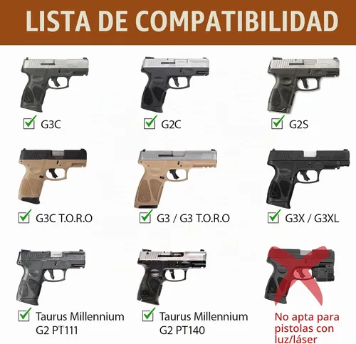 Vista 6 de Funda IWB híbrida WARRIORLAND, se ajusta a Taurus G2C / G3C / G3 / G2s / G3X & XL / PT111 G2 / PT140 G2 - Preparada para ópticos, funda