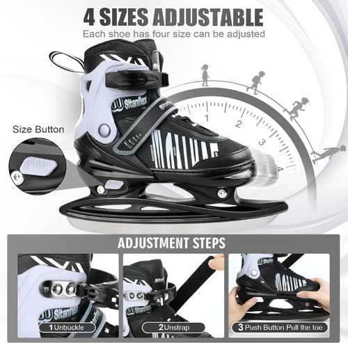 Vista 2 de Adjustable Ice Skates, Ice Skating Shoes for Outdoor and Rinks with Warm and Soft Lining