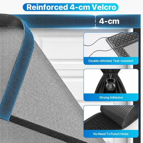 Vista 5 de LOVIGA - Puerta mosquitera de garaje resistente para 1 coche, 8 x 7 pies, pantalla magnética de fibra de vidrio para puerta de garaje con imán