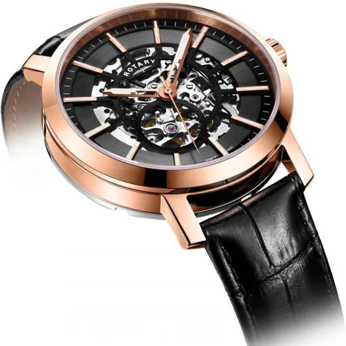 Vista 3 de Rotary Greenwich G2 Esqueleto automático para hombre tono oro rosa GS0535404, Rosado, Tradicional