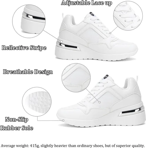 Vista 4 de Vepose Zapatillas de moda para mujer, zapatillas de cuña con soporte de arco para mujer