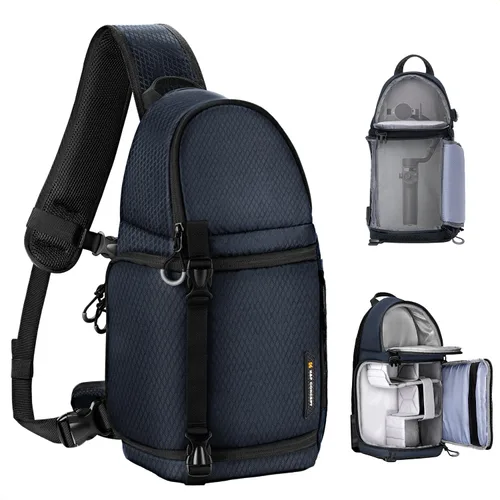 Vista 12 de K&F CONCEPT Bolsa bandolera para cámara, mochila de hombro para cámara DSLR/SLR/SLR/sin espejo, compatible con Canon/Nikon/Sony/Fuji/Gopro/DJI