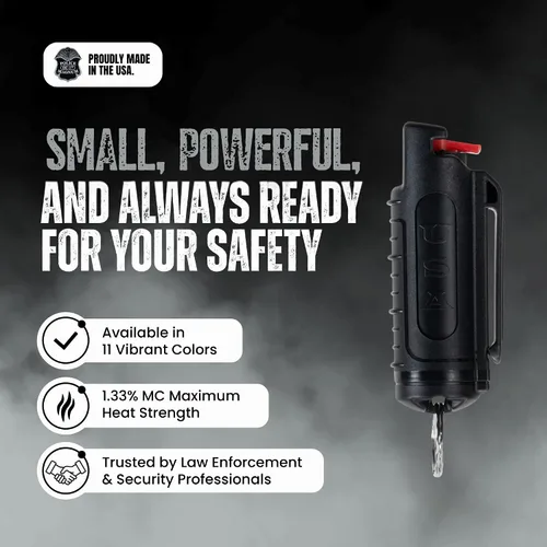Vista 2 de Police Magnum Llavero de spray de pimienta a granel de autodefensa - Táctico máxima fuerza, clip para cinturón de seguridad para mujeres y hombres