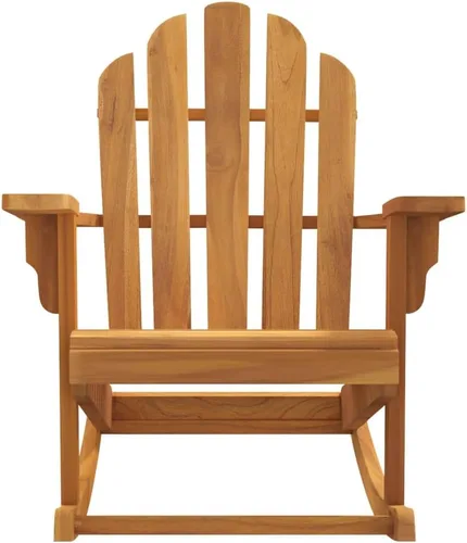Vista 4 de Garden Adirondack Rocking Chair, Natural Teak Solid Wood, 39.4" Long Outdoor Patio Chair, Weather-Resistant Porch Seating for Relaxing Outdoor